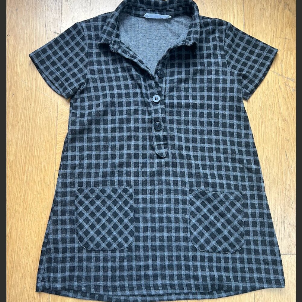 Zara Girls Black and Grey Grid Check Dress